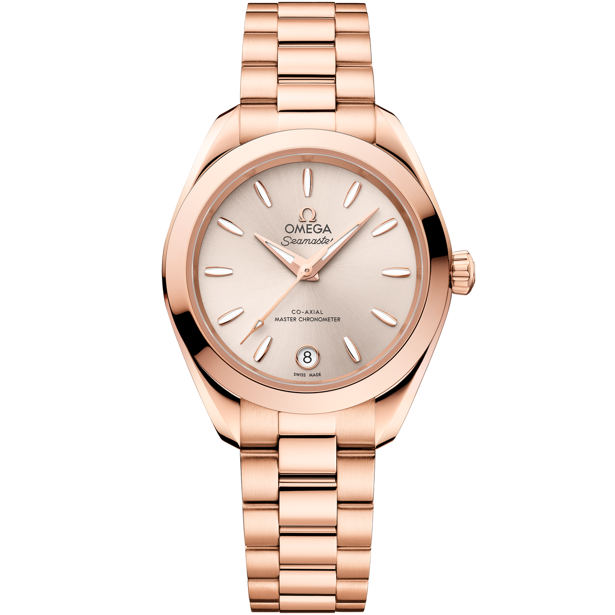 OMEGA Seamaster Aqua Terra 150M 220.50.30.20.09.001, 30 mm sedna™ gold with linen dial – front view