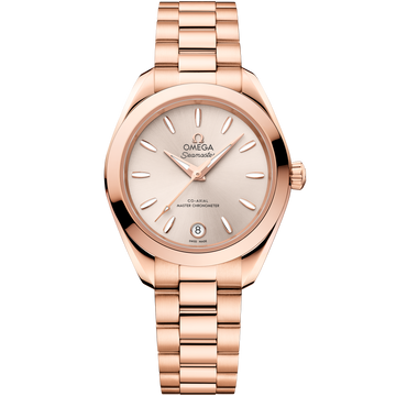 OMEGA Seamaster Aqua Terra 150M 220.50.30.20.09.001, 30 mm sedna™ gold with linen dial – front view