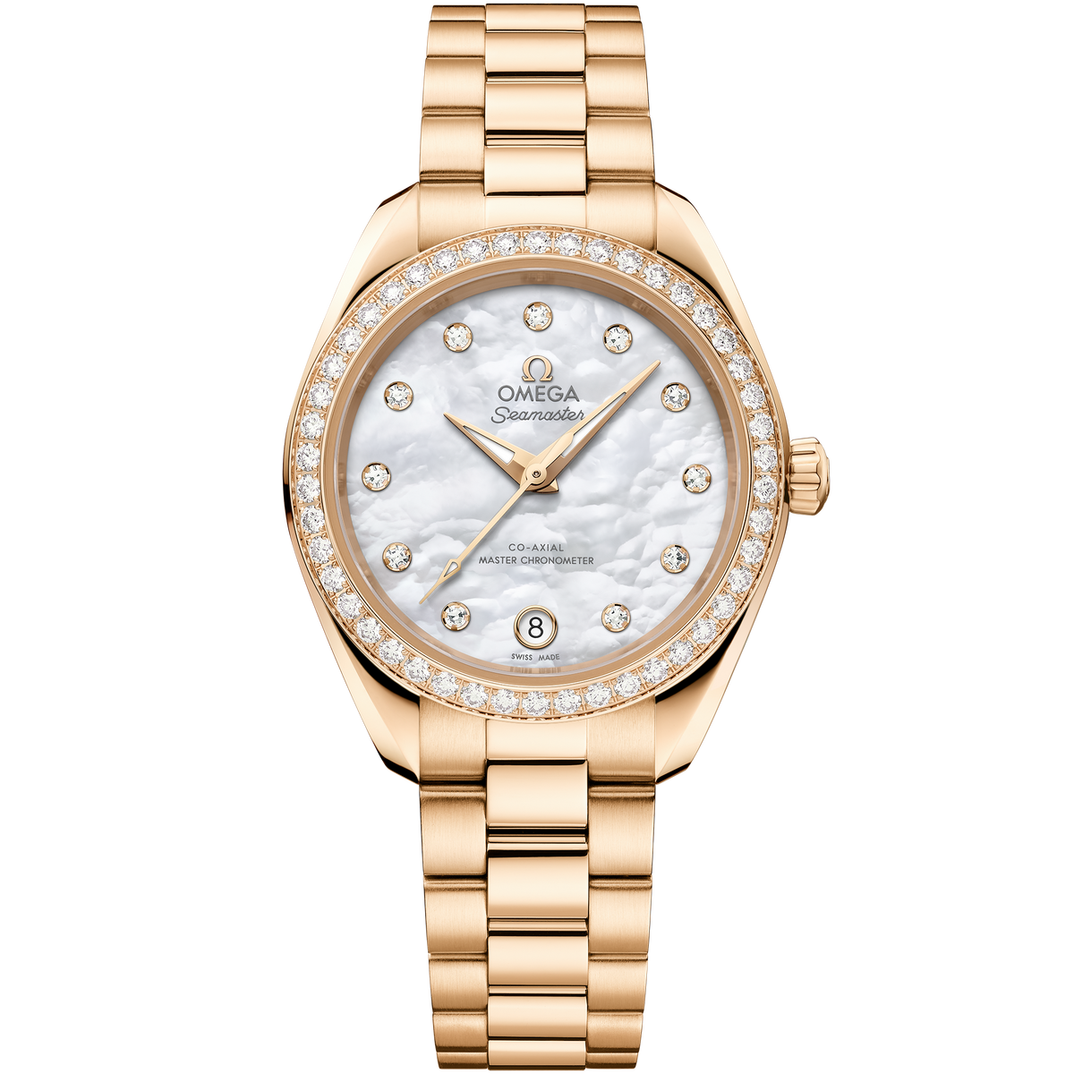 OMEGA Seamaster Aqua Terra 150M 220.55.30.20.55.001, 30 mm moonshine™ gold with mother-of-pearl dial – front view