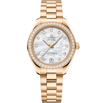 OMEGA Seamaster Aqua Terra 150M 220.55.30.20.55.001, 30 mm moonshine™ gold with mother-of-pearl dial – front view