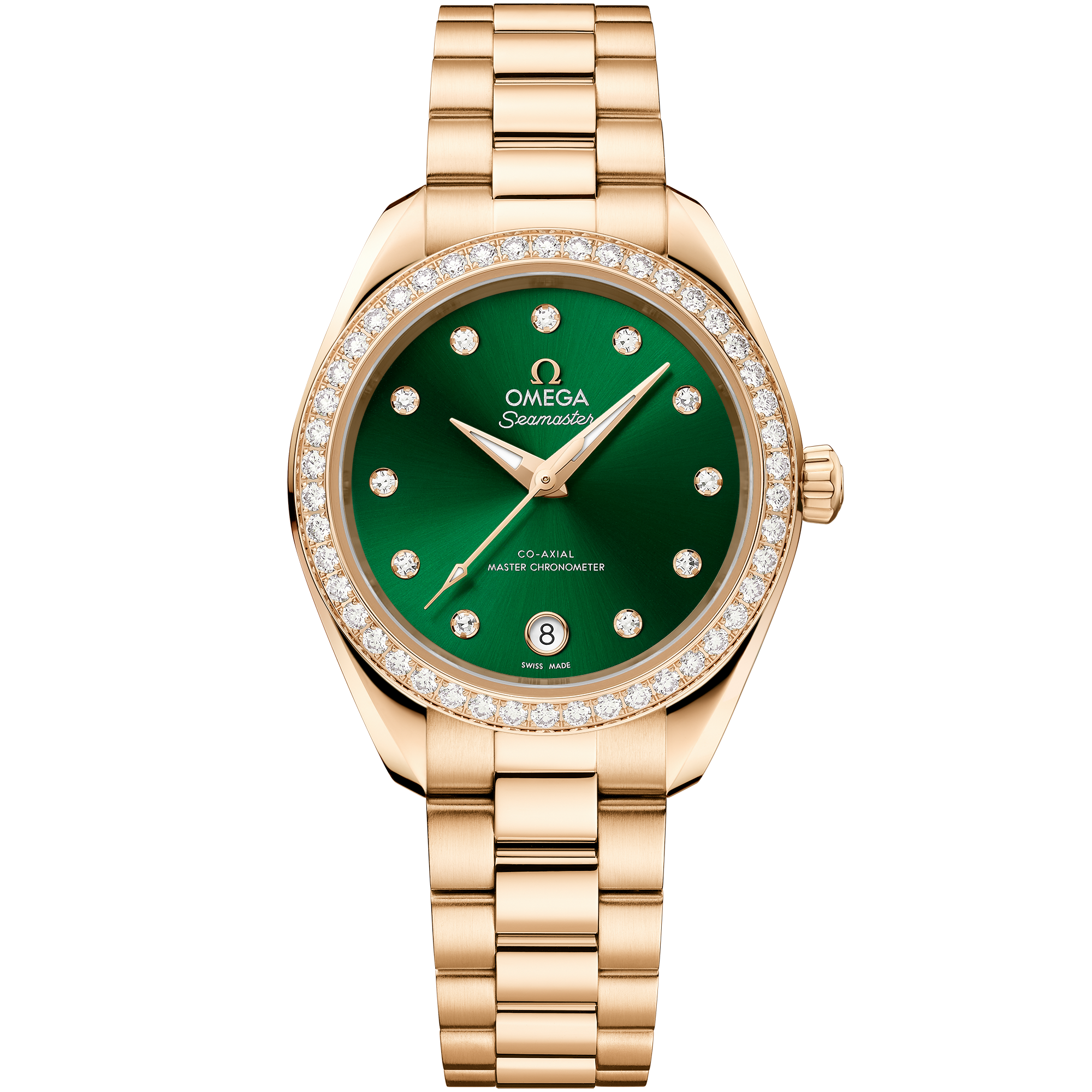 Omega Seamaster Aqua Terra 150M 220.55.30.20.60.001 30 mm Moonshine™ Gold Green Dial Diamond Watch for Women