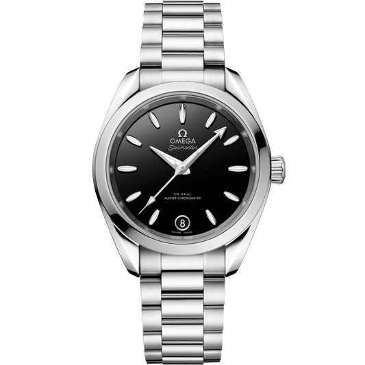 OMEGA Seamaster Aqua Terra 150M 220.10.34.20.01.001, 34 mm steel with black dial – front view