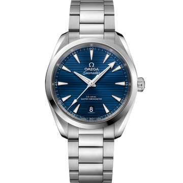 OMEGA Seamaster Aqua Terra 150M 220.10.38.20.03.001, 38 mm steel with blue dial – front view