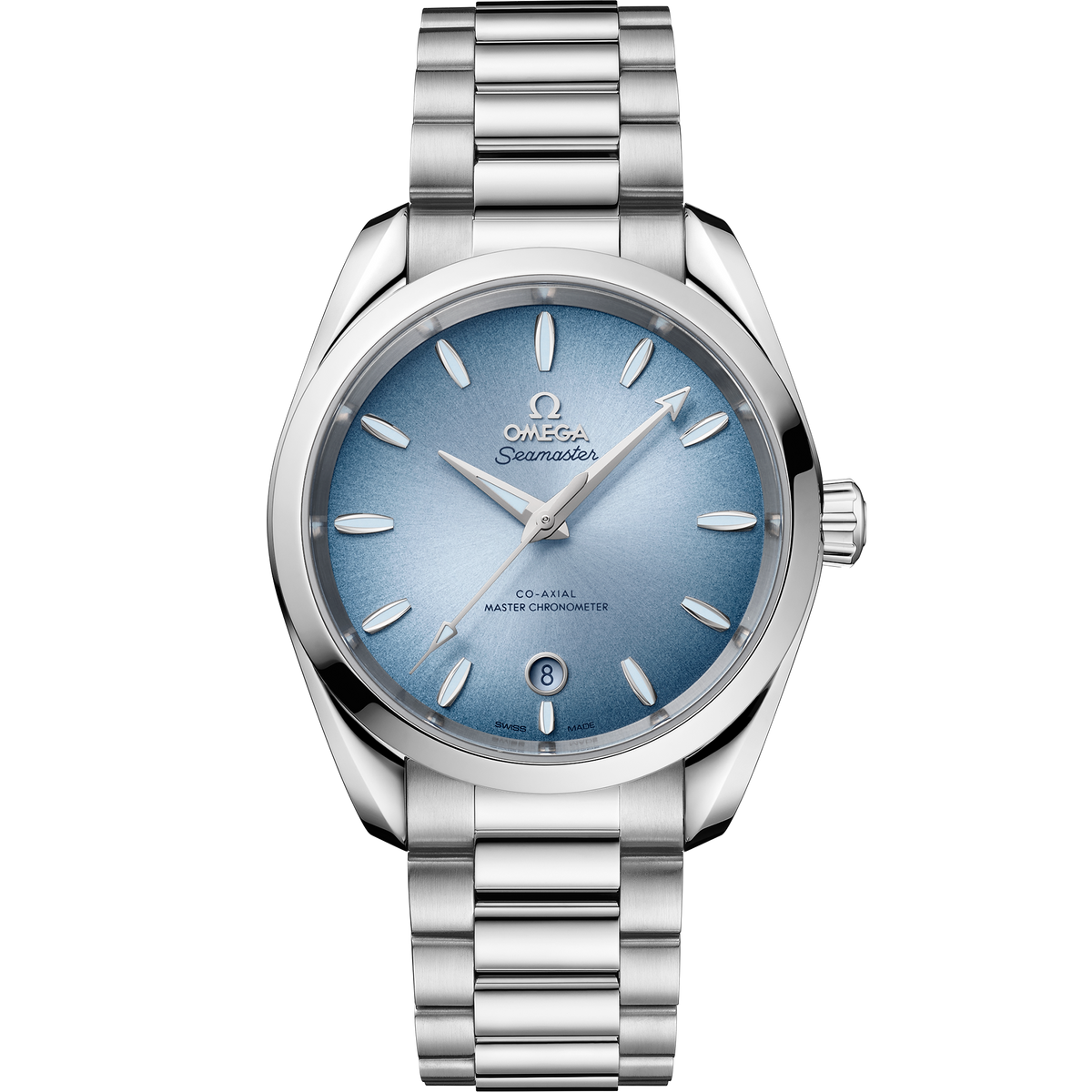OMEGA Seamaster Aqua Terra 150M Summer Blue 220.10.38.20.03.004, 38 mm steel with blue dial – front view