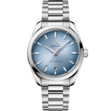 OMEGA Seamaster Aqua Terra 150M Summer Blue 220.10.38.20.03.004, 38 mm steel with blue dial – front view