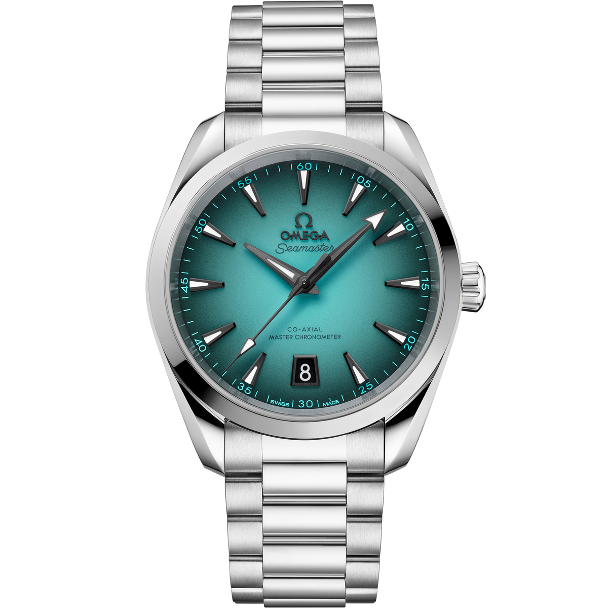 OMEGA Seamaster Aqua Terra 150M 220.10.38.20.03.005, 38 mm steel with turquoise dial – front view