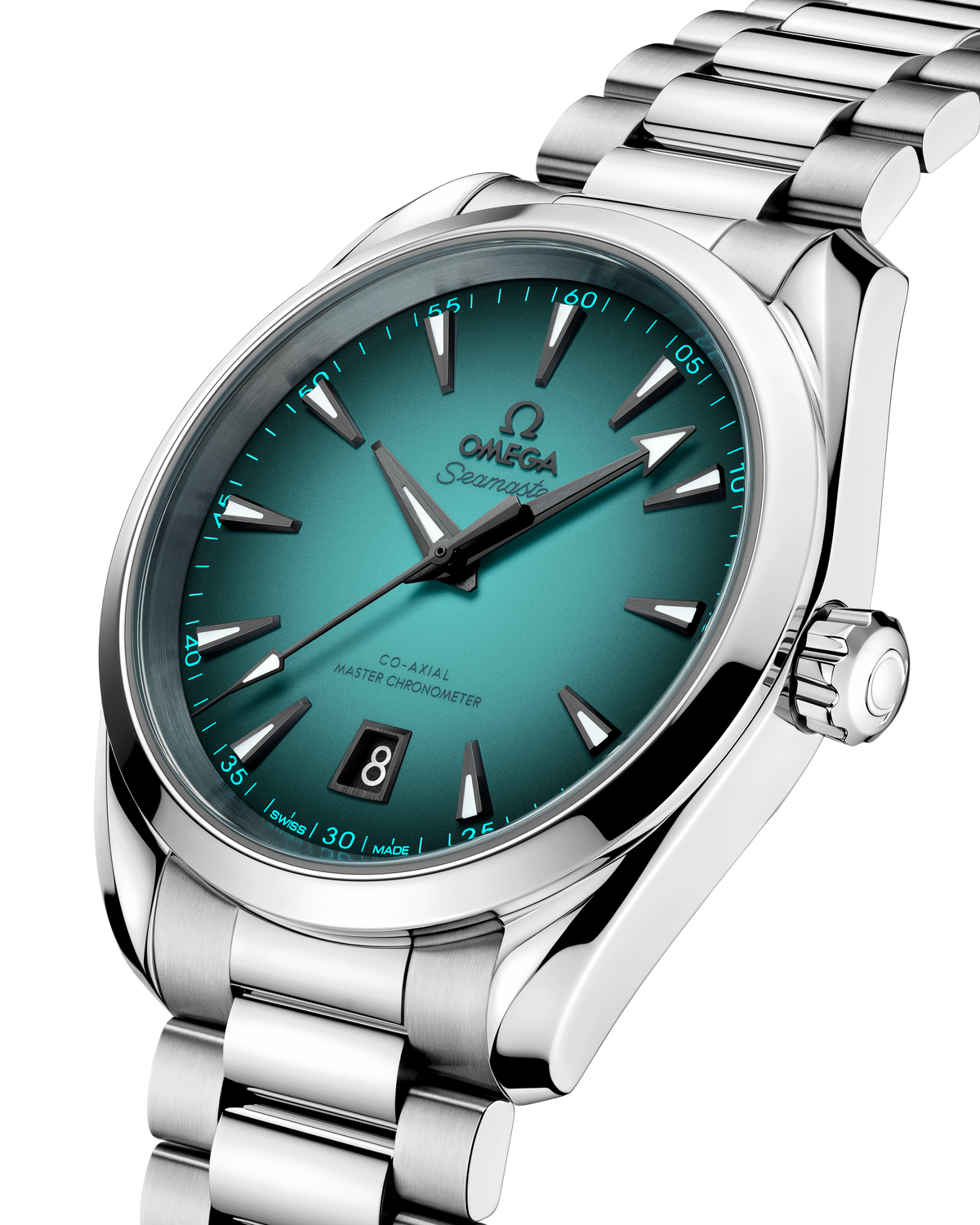 OMEGA Seamaster Aqua Terra 150M 220.10.38.20.03.005, 38 mm steel with turquoise dial – official gallery image 3