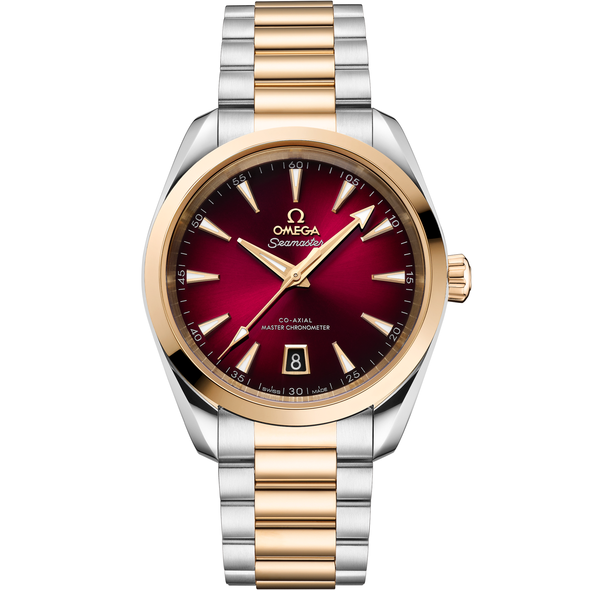 Omega Seamaster Aqua Terra 150M 220.20.38.20.10.002 38 mm Steel & Moonshine™ Gold Red Dial Watch for Men