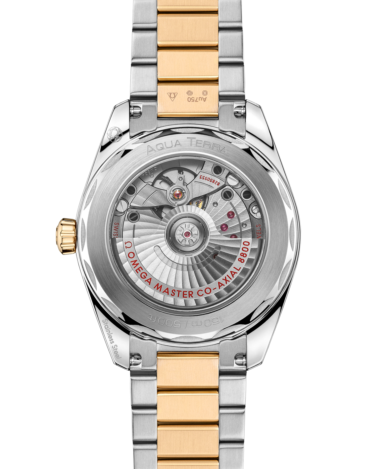 OMEGA Seamaster Aqua Terra 150M 220.20.38.20.10.002, 38 mm steel & moonshine™ gold with red dial – official gallery image 2