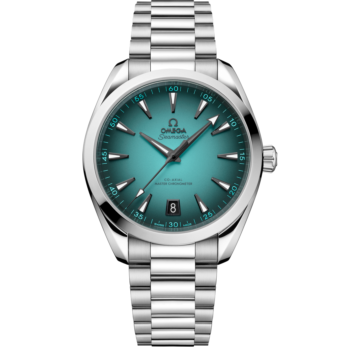 OMEGA Seamaster Aqua Terra 150M 220.10.41.21.03.006, 41 mm steel with turquoise dial – front view