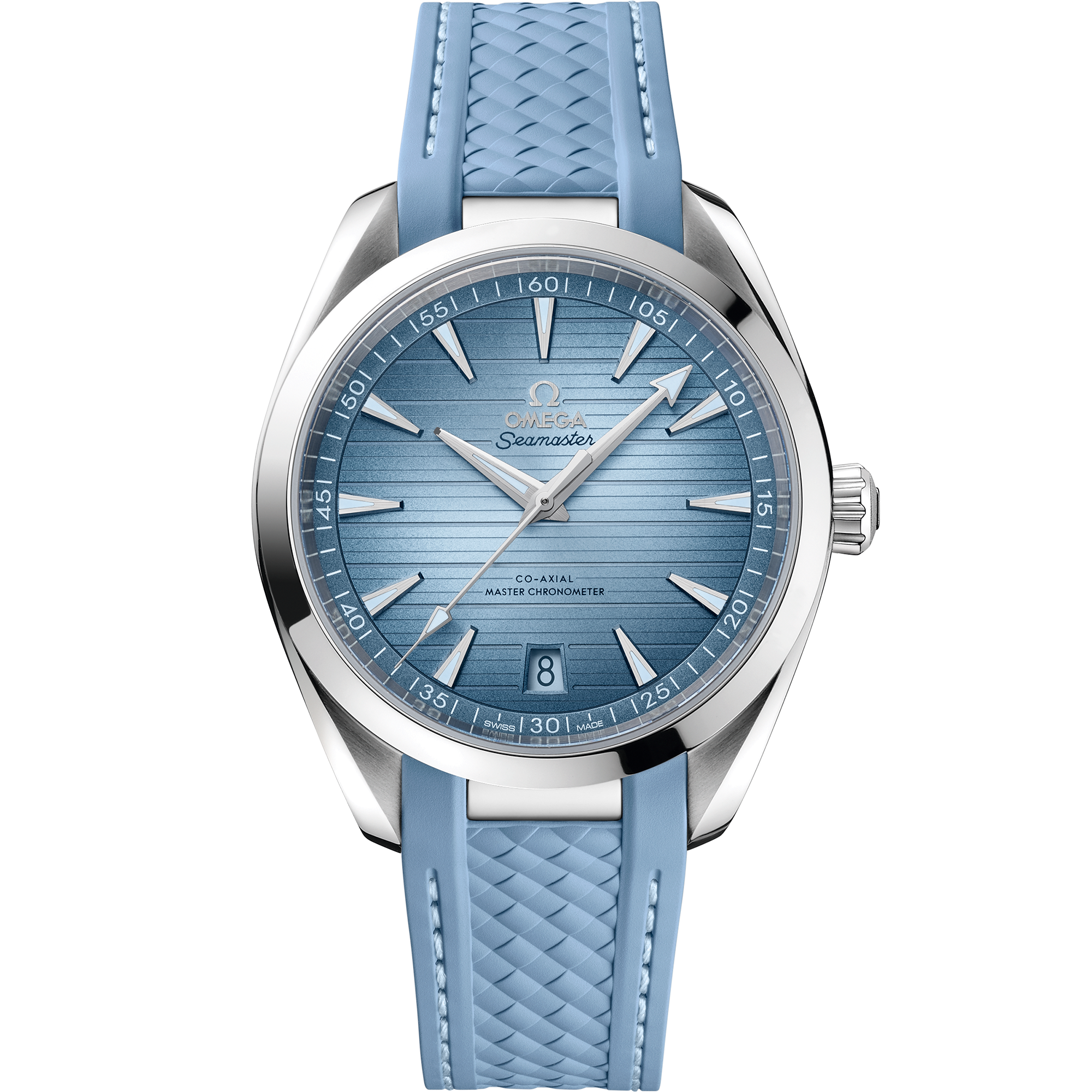 Omega Seamaster Aqua Terra 150M Summer Blue 220.12.41.21.03.008 41 mm Steel Blue Dial Blue Rubber Strap Watch for Men