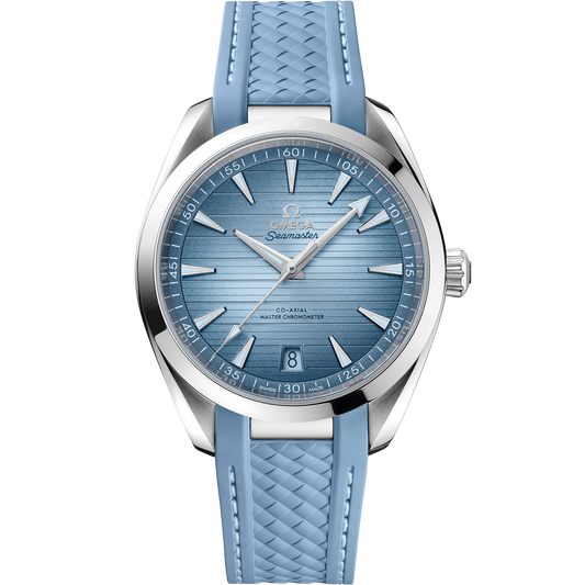 OMEGA Seamaster Aqua Terra 150M Summer Blue 220.12.41.21.03.008, 41 mm steel with blue dial – front view