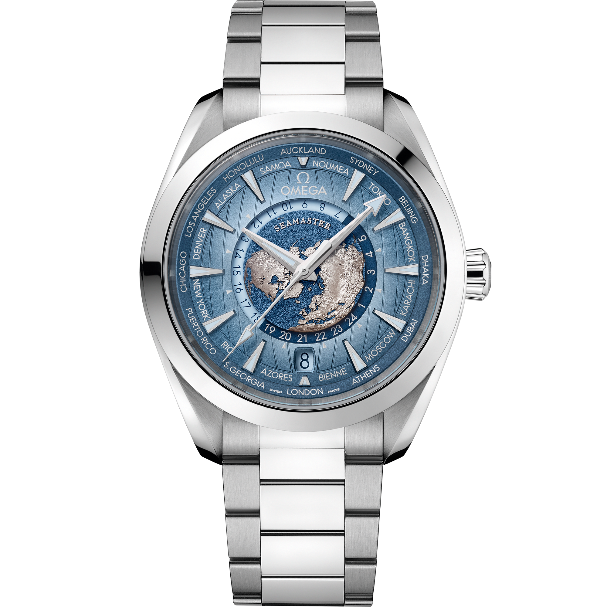 Omega Seamaster Aqua Terra Worldtimer Summer Blue 220.10.43.22.03.002 43 mm Steel Blue Dial Watch for Men