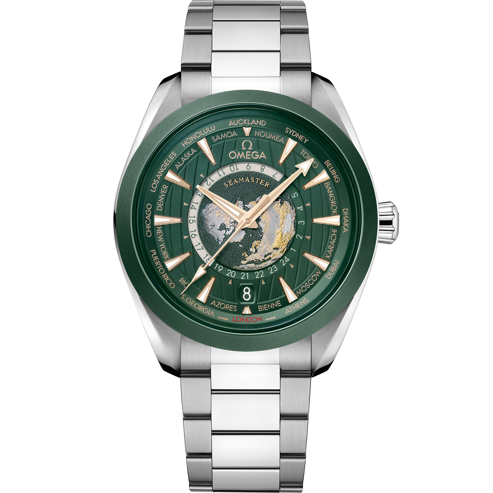 Omega Seamaster Aqua Terra Worldtimer 220.30.43.22.10.001 43 mm Steel Green Dial Watch