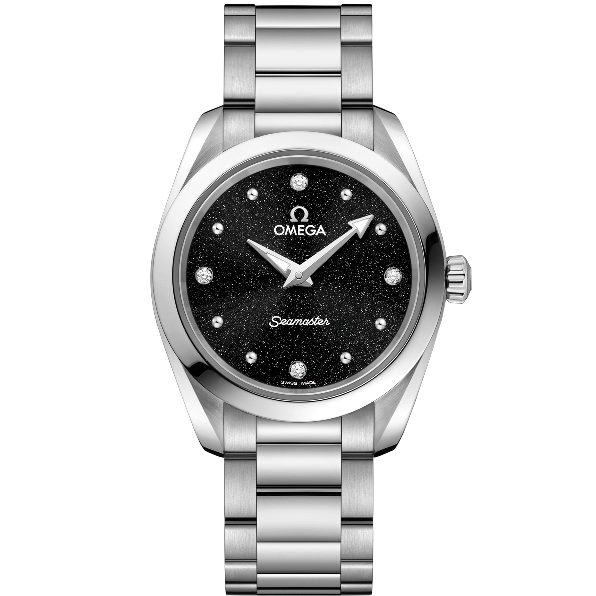 Omega Seamaster Aqua Terra 150M Quartz 220.10.28.60.51.001 28 mm Steel Black Dial Diamond Watch for Women