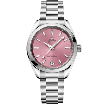 OMEGA Seamaster Aqua Terra Shades 220.10.34.20.10.003, 34 mm steel with shell pink dial – front view