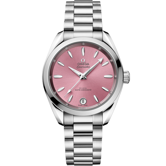OMEGA Seamaster Aqua Terra Shades 220.10.34.20.10.003, 34 mm steel with shell pink dial – front view