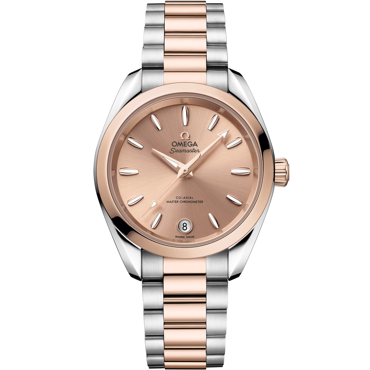 OMEGA Seamaster Aqua Terra Shades 220.20.34.20.10.001, 34 mm steel & sedna™ gold with pink dial – front view