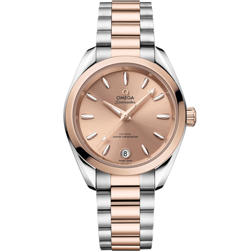 OMEGA Seamaster Aqua Terra Shades 220.20.34.20.10.001, 34 mm steel & sedna™ gold with pink dial – front view