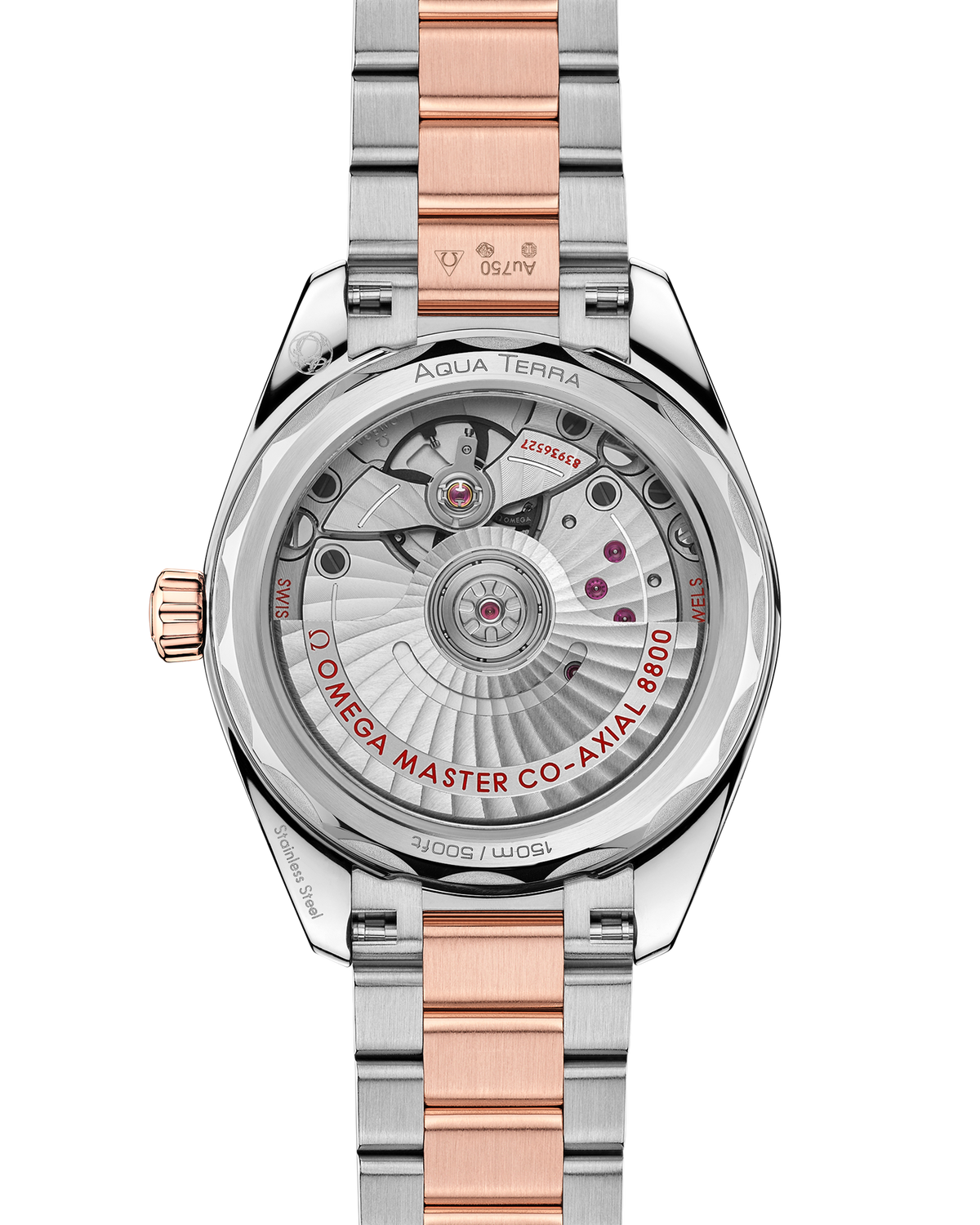 OMEGA Seamaster Aqua Terra Shades 220.20.34.20.10.001, 34 mm steel & sedna™ gold with pink dial – official gallery image 2