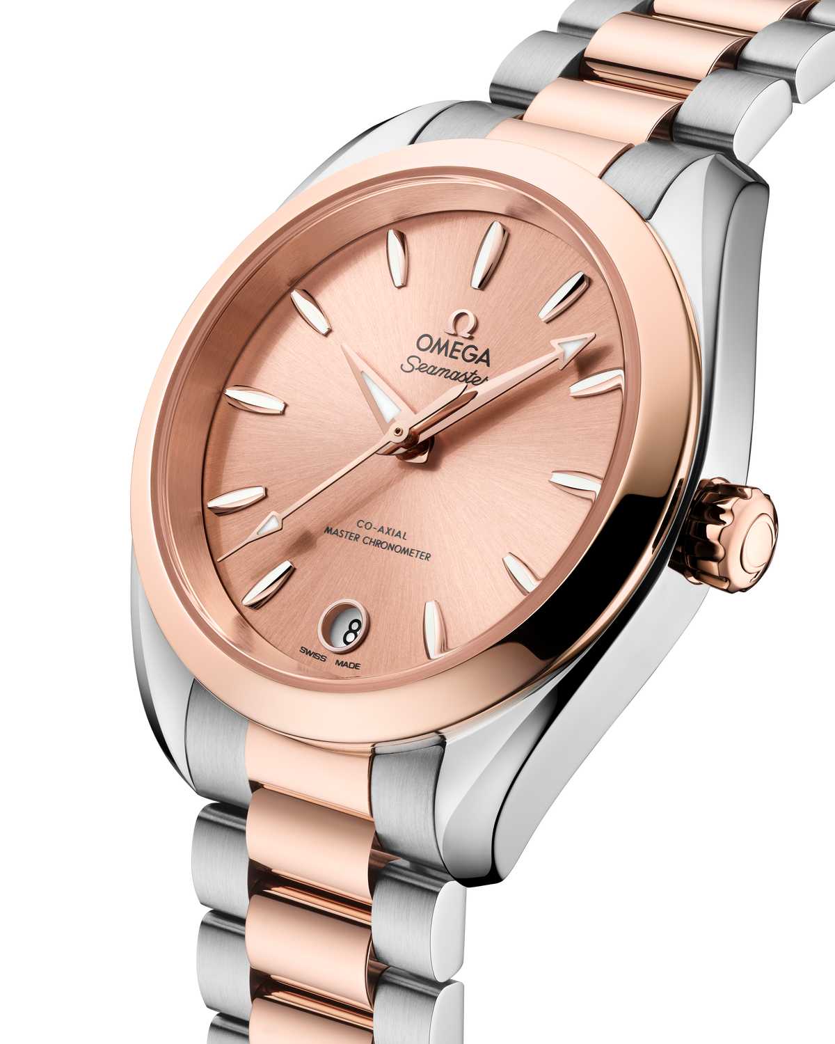 OMEGA Seamaster Aqua Terra Shades 220.20.34.20.10.001, 34 mm steel & sedna™ gold with pink dial – official gallery image 3