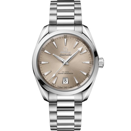 OMEGA Seamaster Aqua Terra Shades 220.10.38.20.09.001, 38 mm steel with sandstone dial – front view