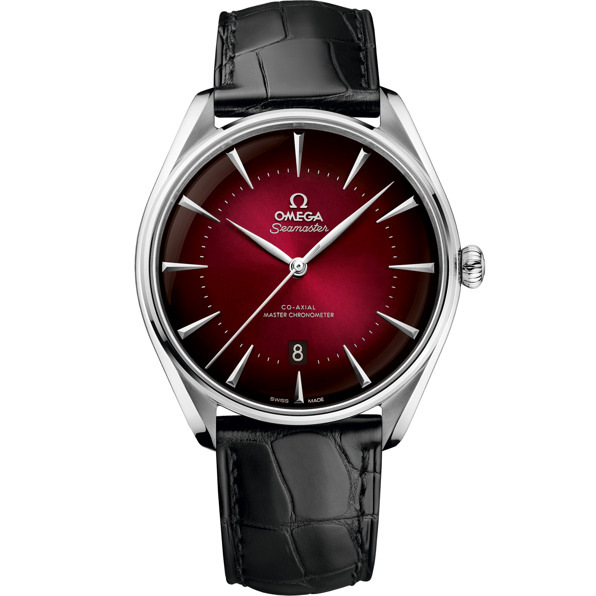 Omega Seamaster Boutique Edition 511.13.40.20.11.002 39.5 mm Steel Red Dial Black Alligator Strap Watch