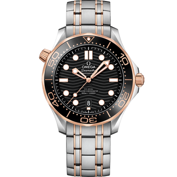 OMEGA Seamaster Diver 300M 210.20.42.20.01.001, 42 mm steel & sedna™ gold with black dial – front view