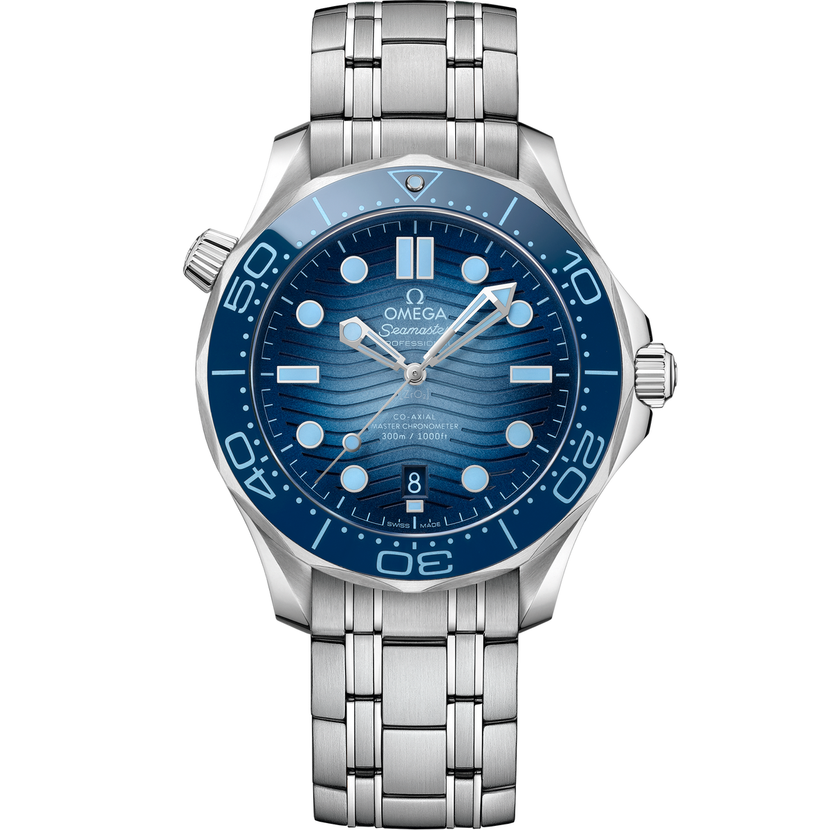 OMEGA Seamaster Diver 300M Summer Blue 210.30.42.20.03.003, 42 mm steel with blue dial – front view