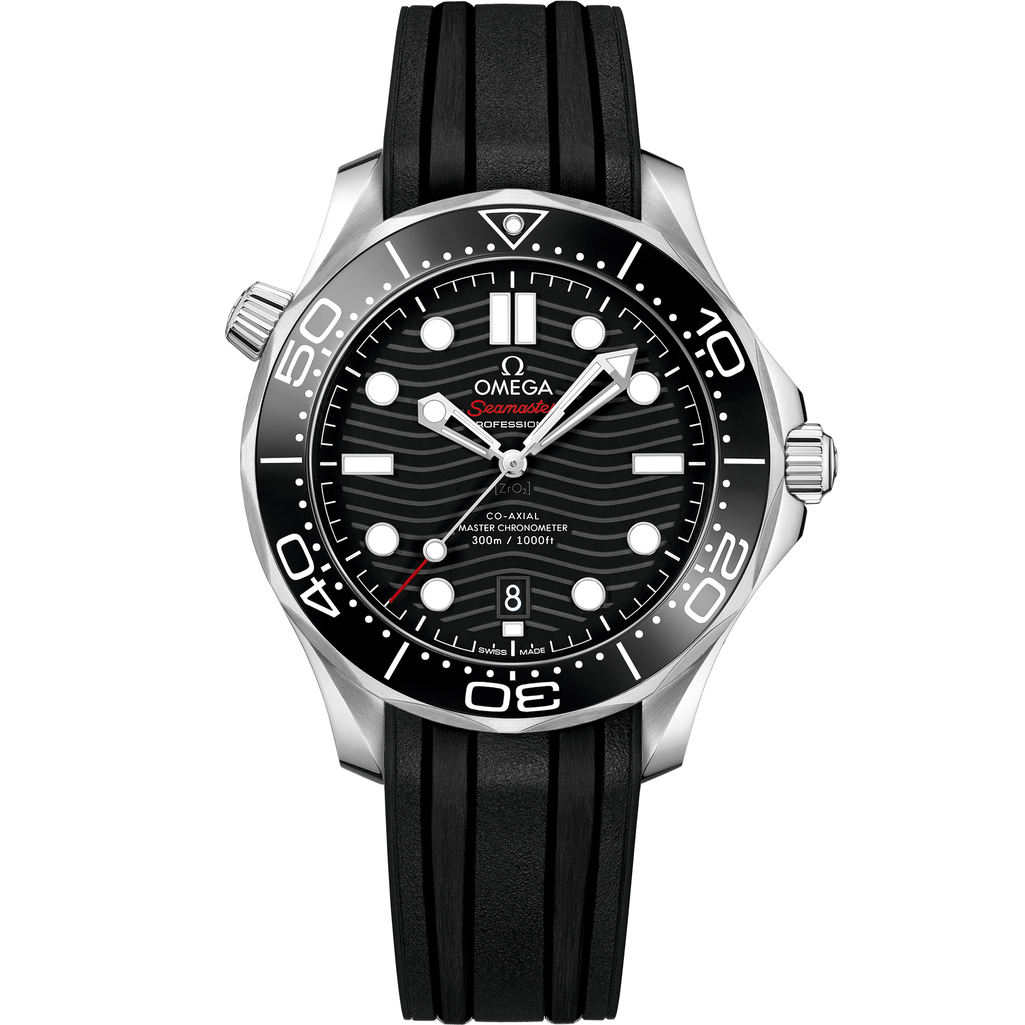 Omega Seamaster Diver 300M 210.32.42.20.01.001 42 mm Steel Black Dial Black Rubber Strap Watch for Men