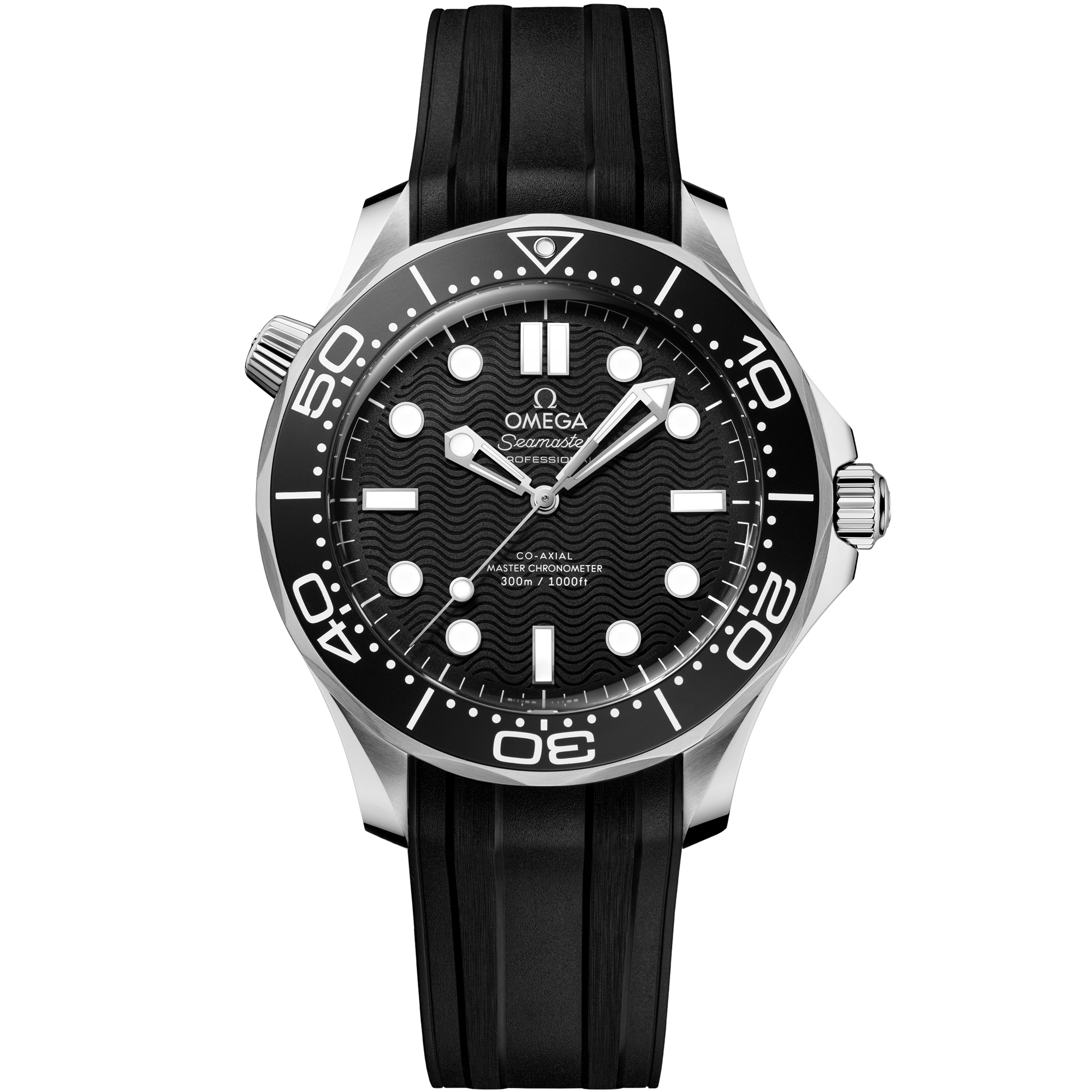 Omega Seamaster Diver 300M 210.32.42.20.01.003 42 mm Steel Black Dial Black Rubber Strap Watch for Men