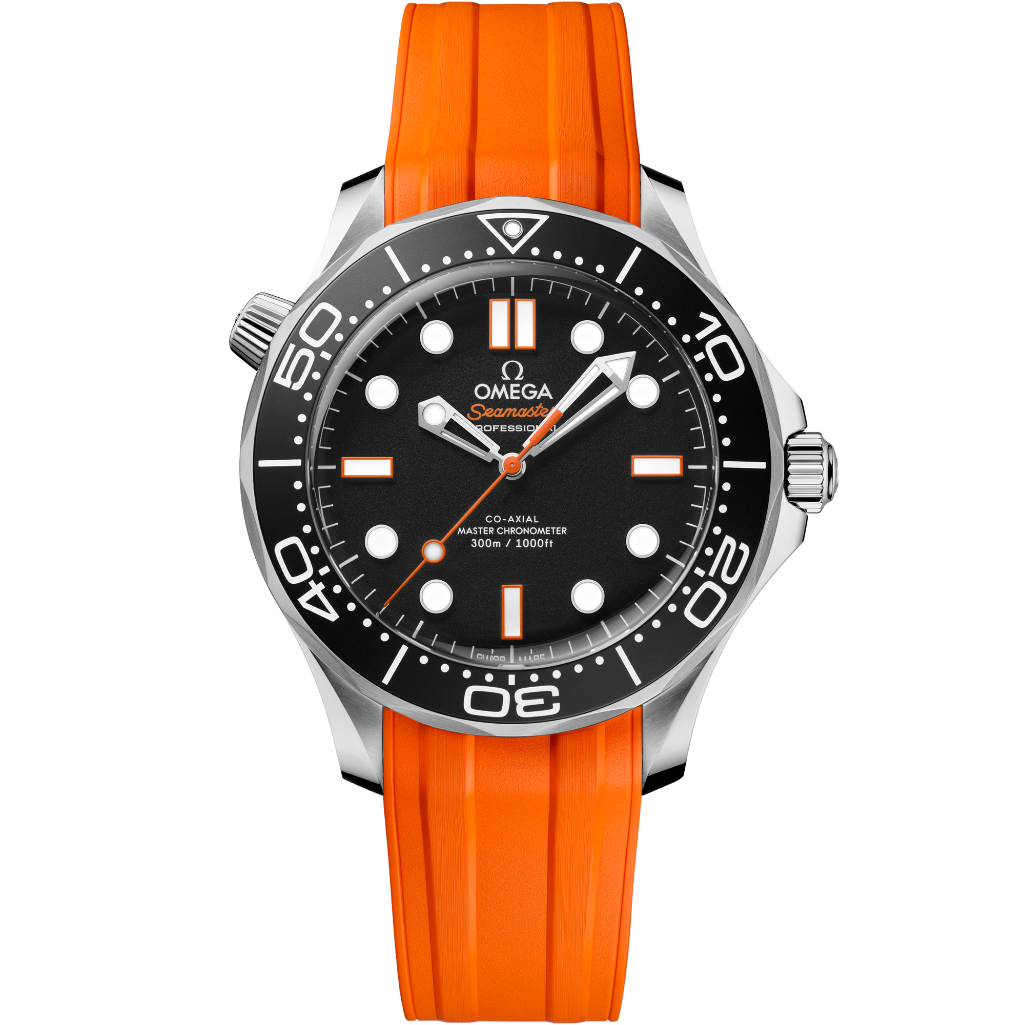 Omega Seamaster Diver 300M 210.32.42.20.01.006 42 mm Steel Black Dial Orange Rubber Strap Watch