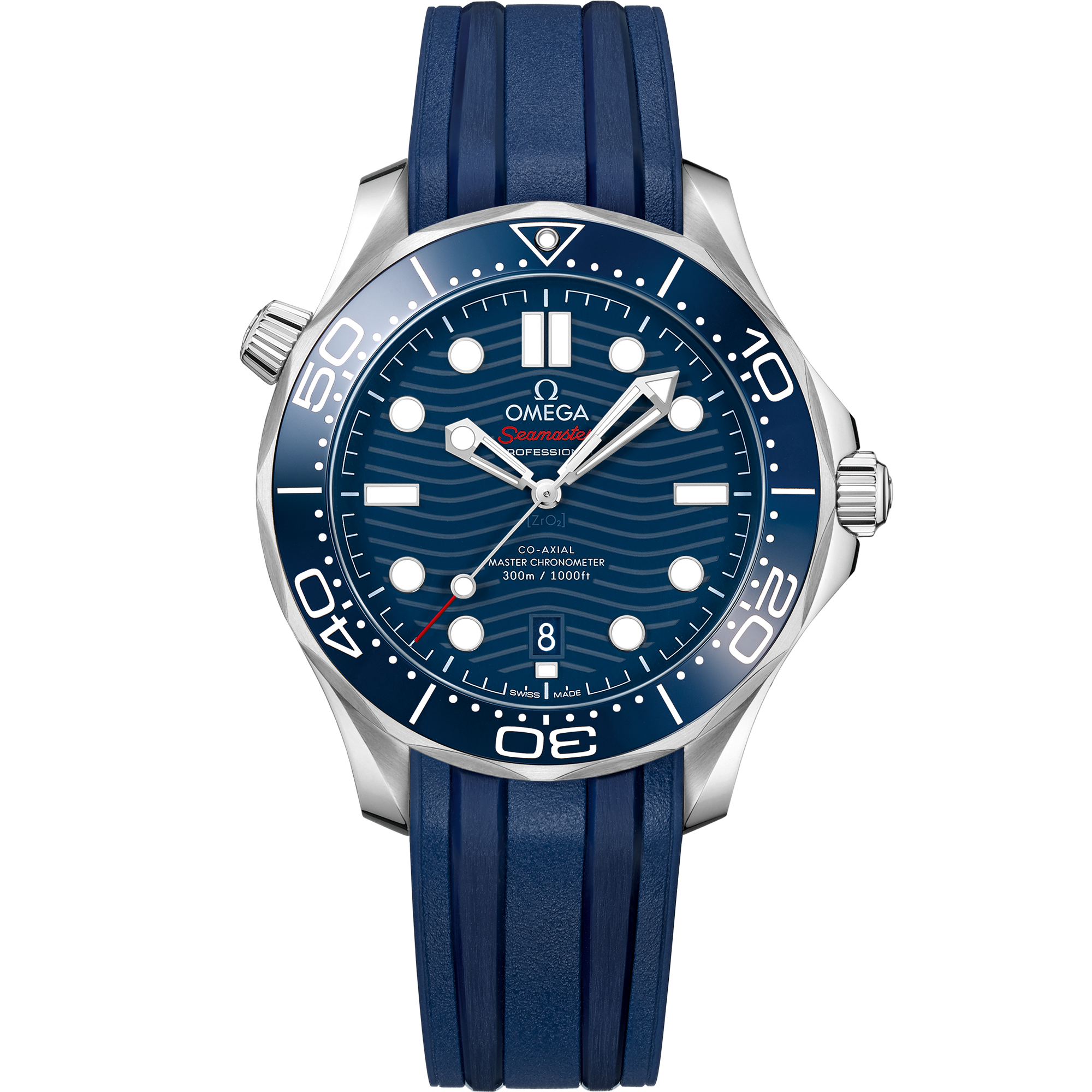 Omega Seamaster Diver 300M 210.32.42.20.03.001 42 mm Steel Blue Dial Blue Rubber Strap Watch for Men
