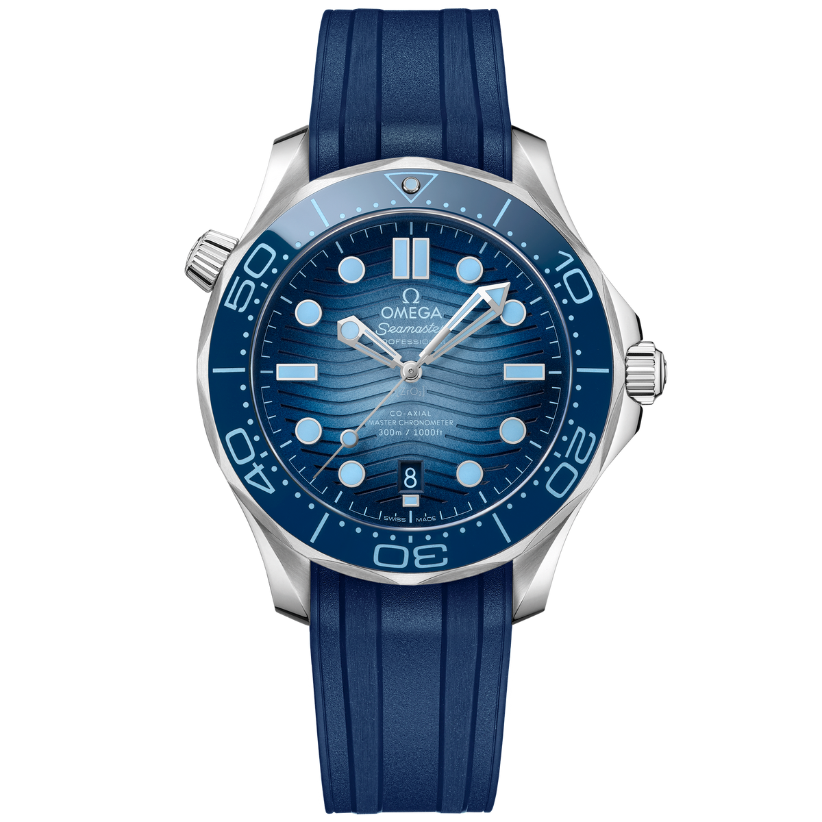 OMEGA Seamaster Diver 300M Summer Blue 210.32.42.20.03.002, 42 mm steel with blue dial – front view