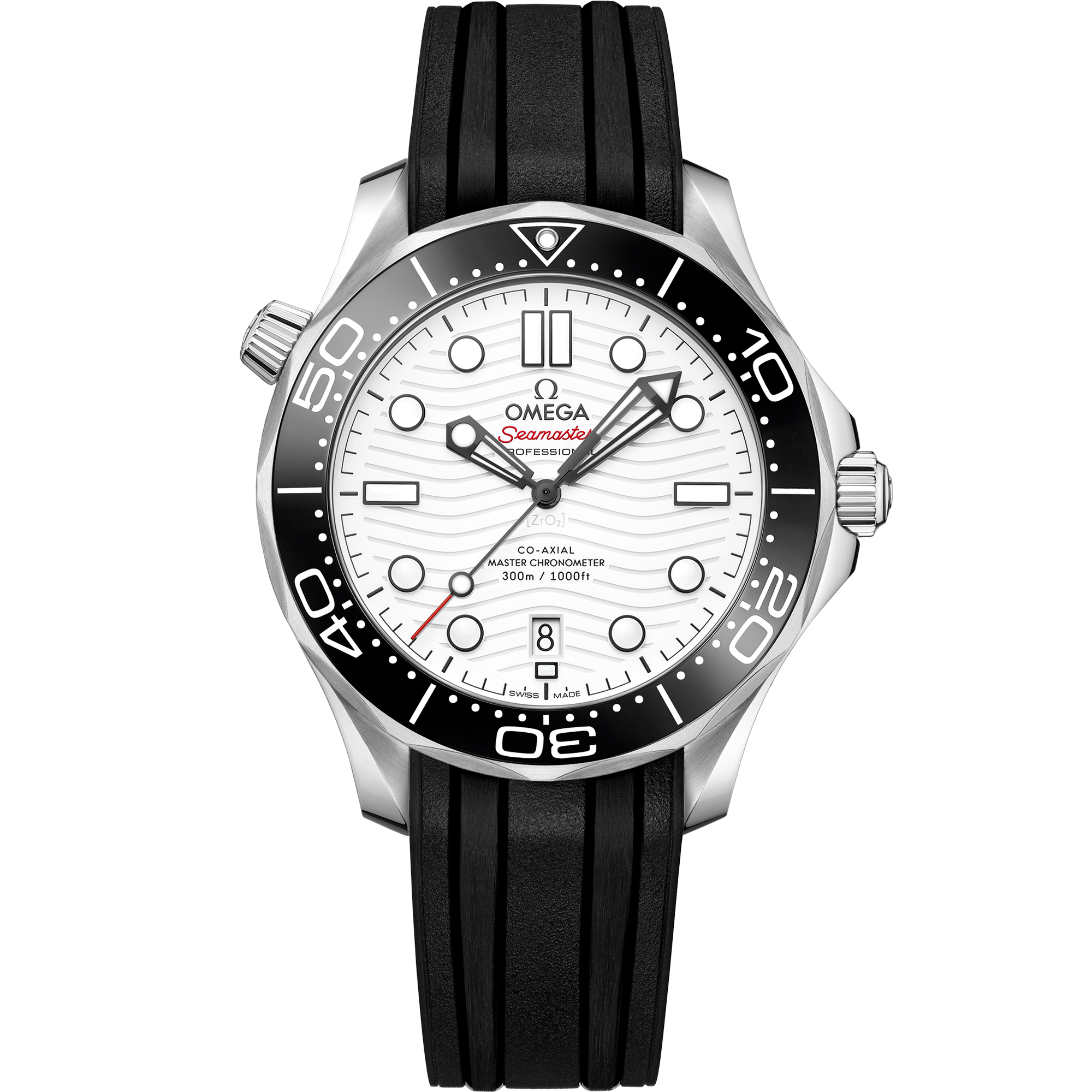 Omega Seamaster Diver 300M 210.32.42.20.04.001 42 mm Steel White Dial Black Rubber Strap Watch for Men