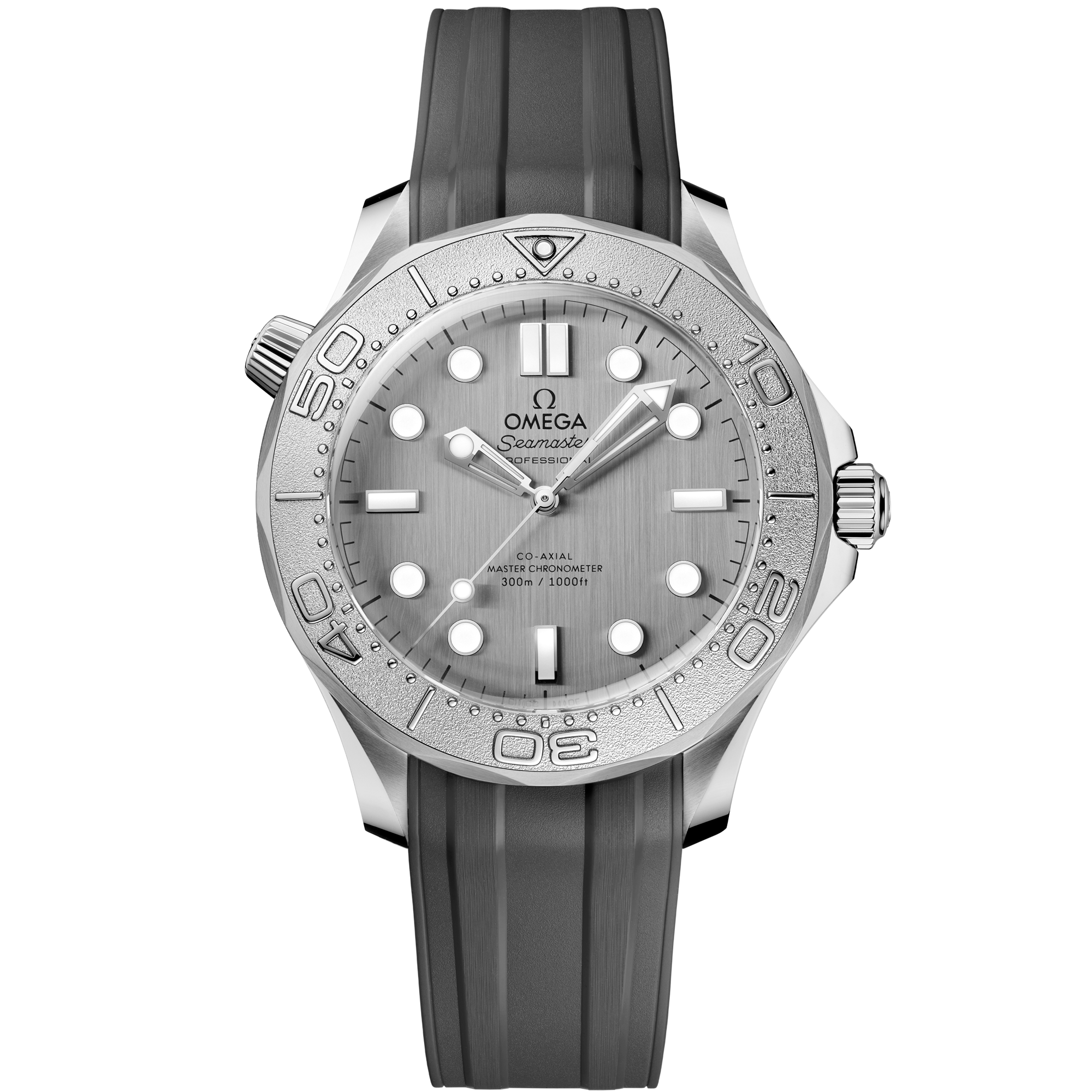 Omega Seamaster Diver 300M 210.32.42.20.06.002 42 mm Steel Grey Dial Grey Rubber Strap Watch