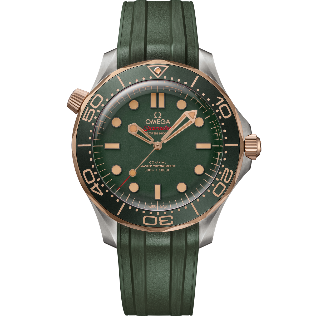 OMEGA Seamaster Diver 300M 210.92.42.20.10.001, 42 mm titanium & bronze gold with green dial – front view