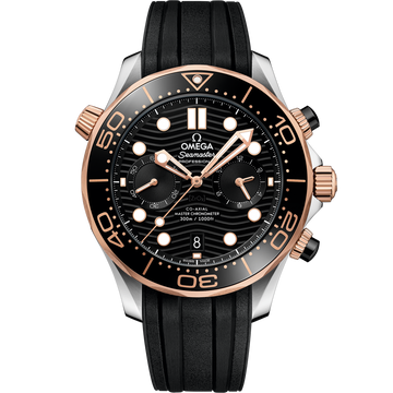 OMEGA Seamaster Diver 300M Chronograph 210.22.44.51.01.001, 44 mm steel & sedna™ gold with black dial – front view