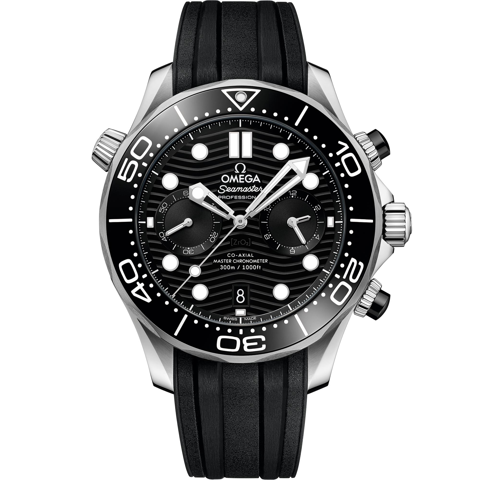 Omega Seamaster Diver 300M Chronograph 210.32.44.51.01.001 44 mm Steel Black Dial Black Rubber Strap Watch for Men