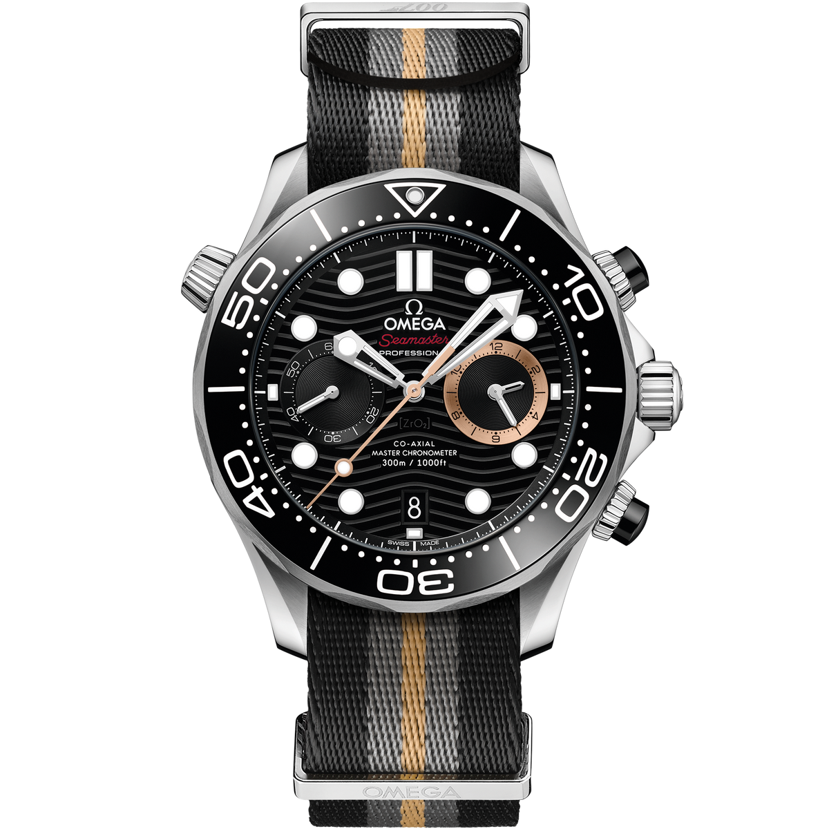 OMEGA Seamaster Diver 300M Chronograph 007 First Light 210.32.44.51.01.002, 44 mm steel with black dial – front view