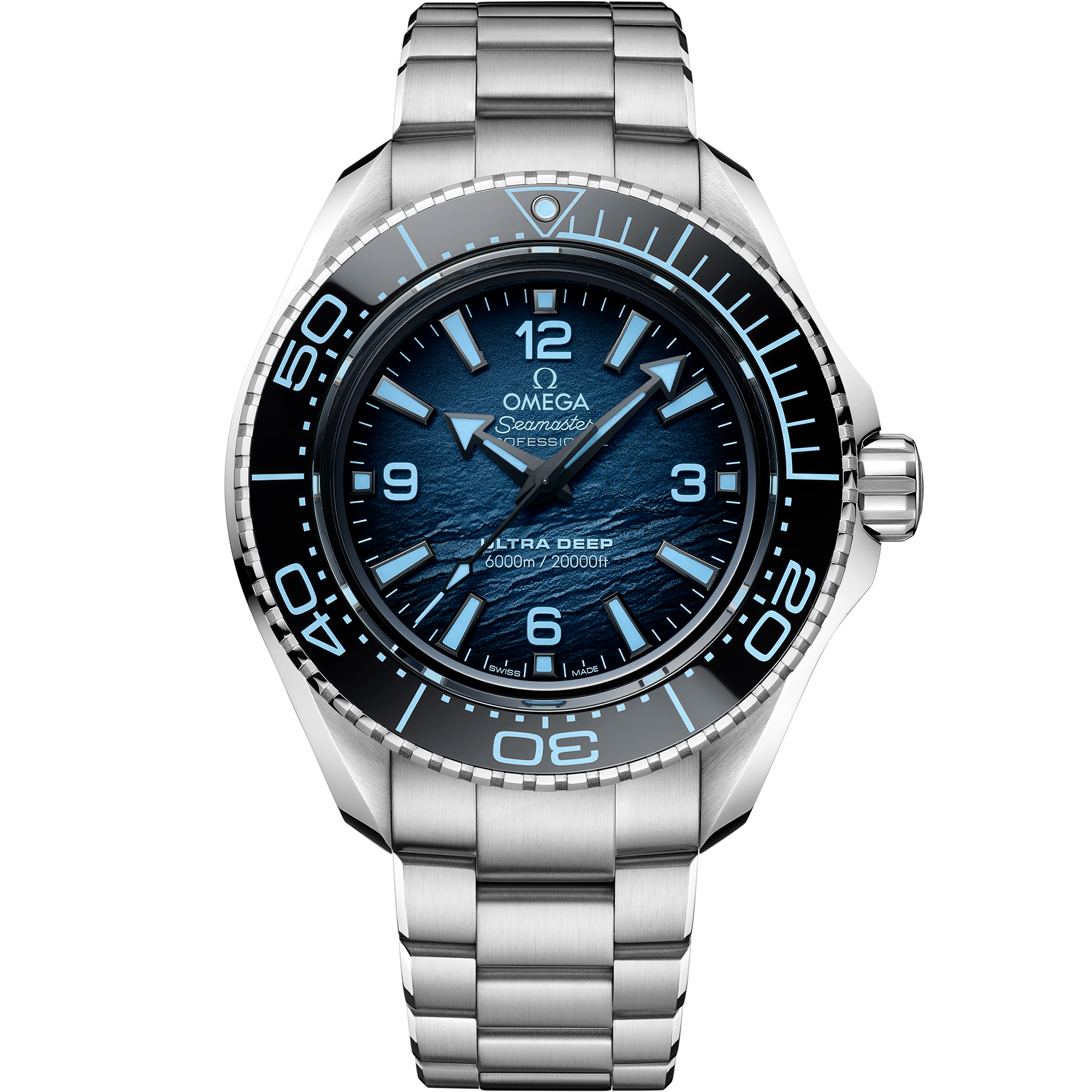 Omega Seamaster Planet Ocean Ultra Deep 6000M Summer Blue 215.30.46.21.03.002 45.5 mm O-MEGASTEEL Blue Dial Watch for Men
