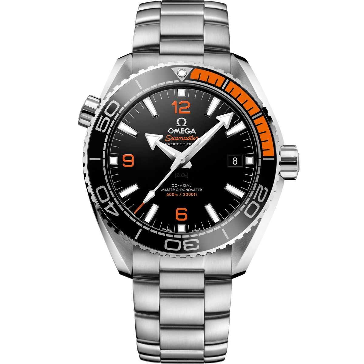 OMEGA Seamaster Planet Ocean 600M 215.30.44.21.01.002, 43.5 mm steel with black dial – front view