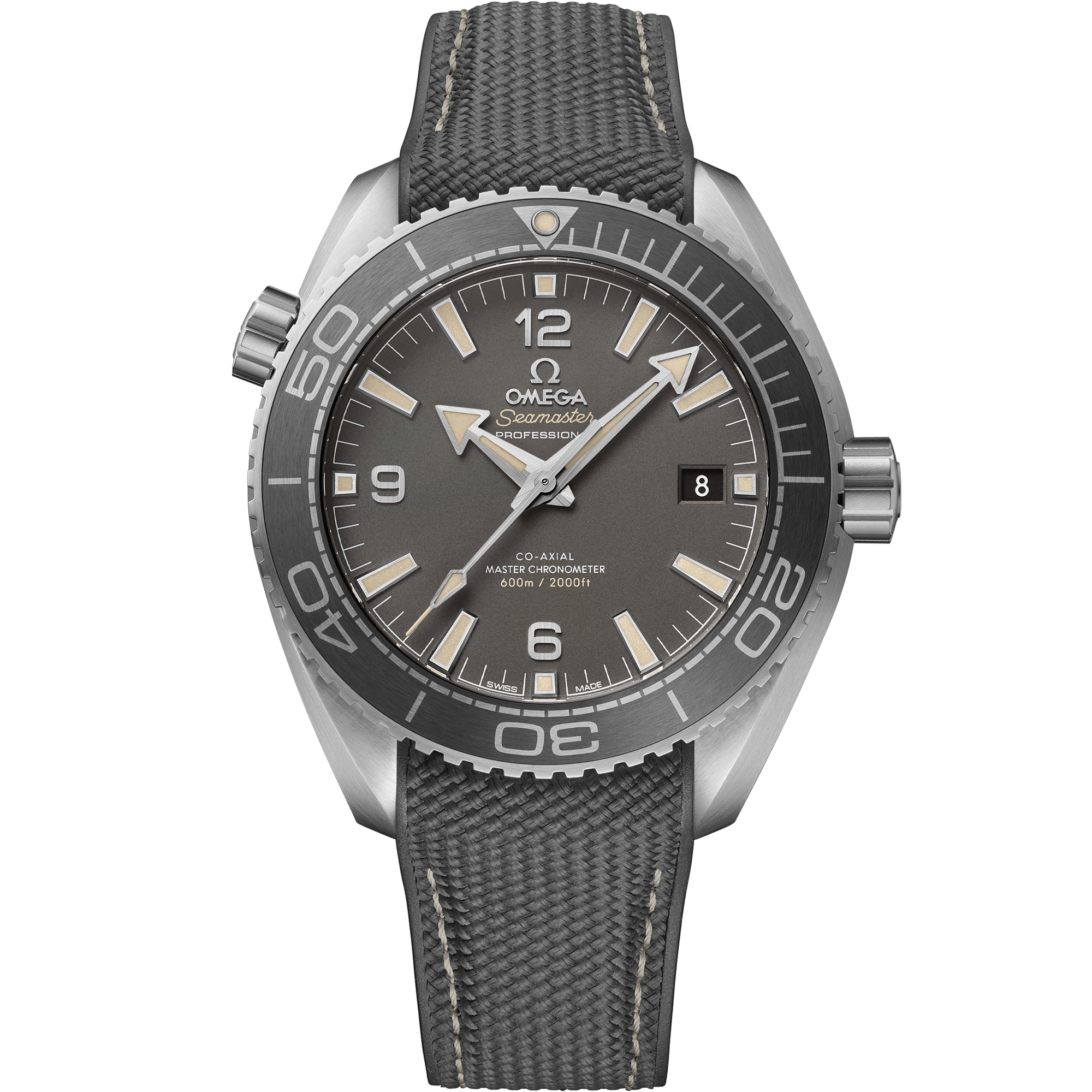 Omega Seamaster Planet Ocean 600M 215.32.44.21.01.002 43.5 mm Steel Grey Dial Grey Rubber Strap Watch for Men