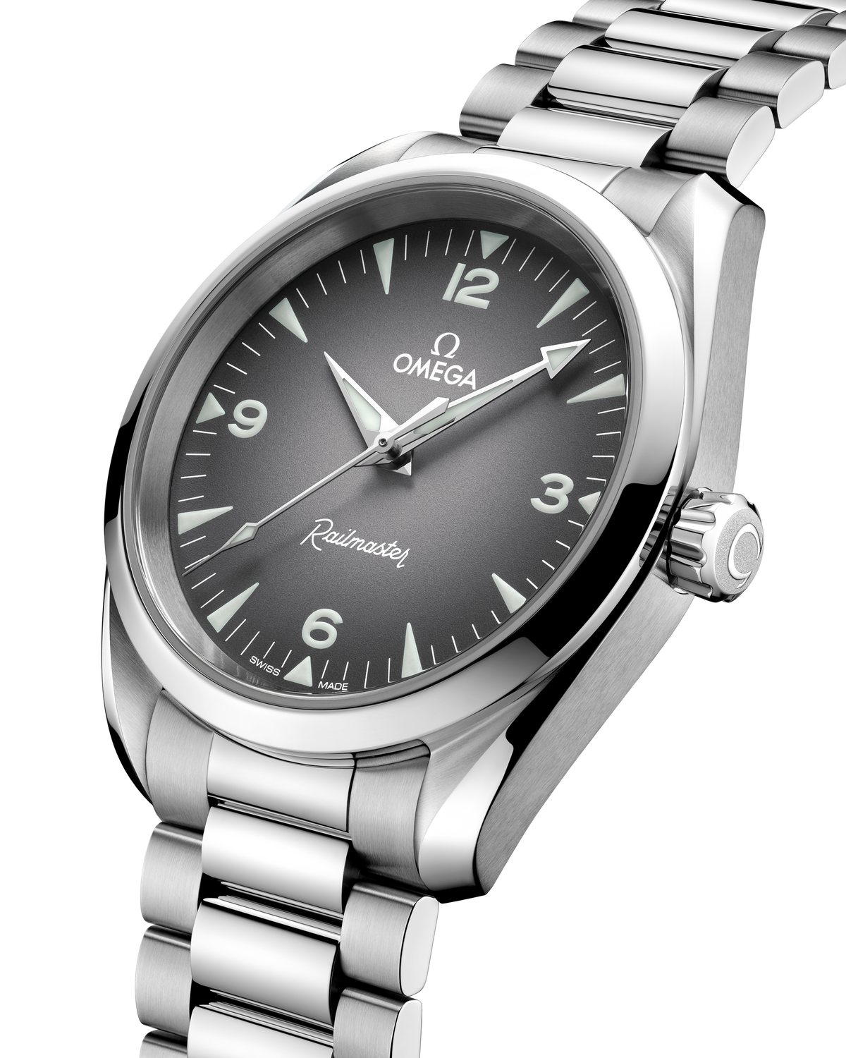 OMEGA Seamaster Railmaster 235.10.38.20.06.001, 38 mm steel with grey dial – official gallery image 3