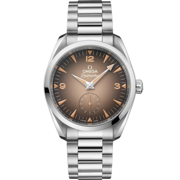 OMEGA Seamaster Railmaster Small Seconds 235.10.38.20.13.001, 38 mm steel with brown dial – front view