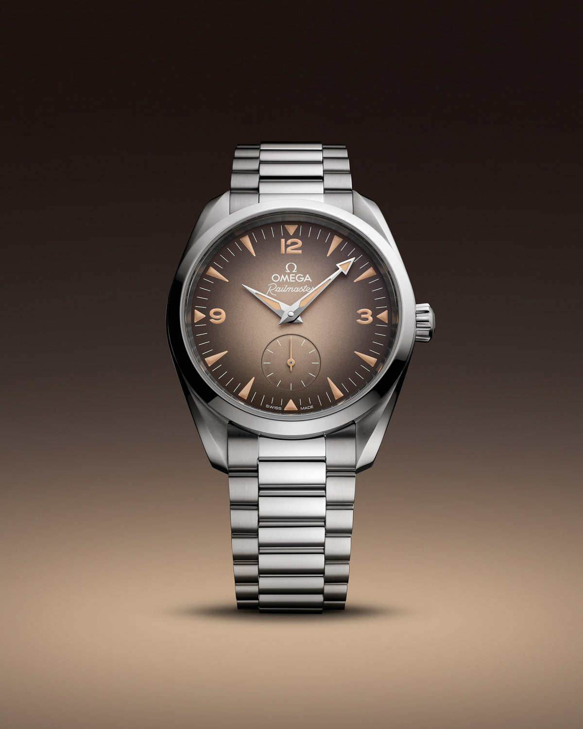OMEGA Seamaster Railmaster Small Seconds 235.10.38.20.13.001, 38 mm steel with brown dial – official gallery image 4
