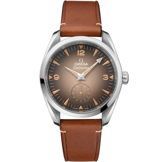 OMEGA Seamaster Railmaster Small Seconds 235.12.38.20.13.001, 38 mm steel with brown dial – front view