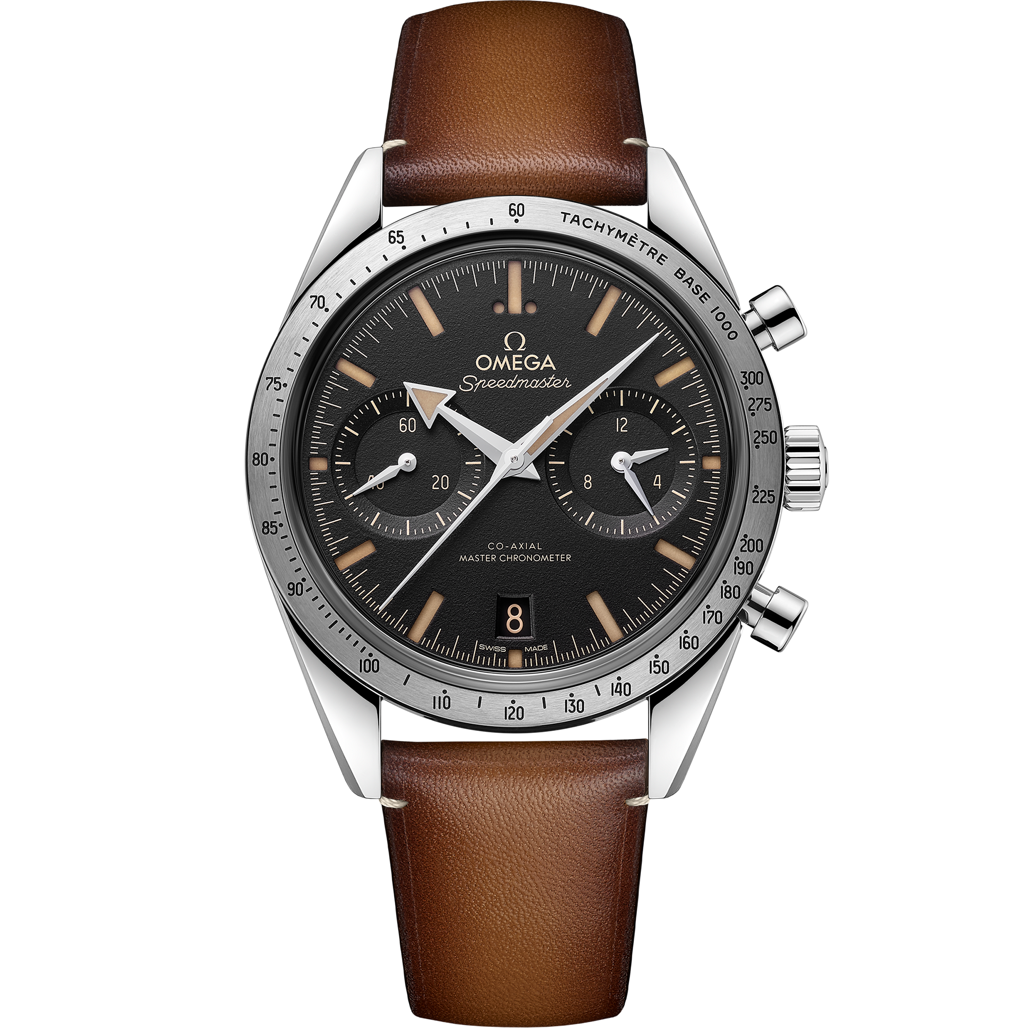Omega Speedmaster '57 332.12.41.51.01.001 40.5 mm Steel Black Dial Brown Leather Strap Watch for Men