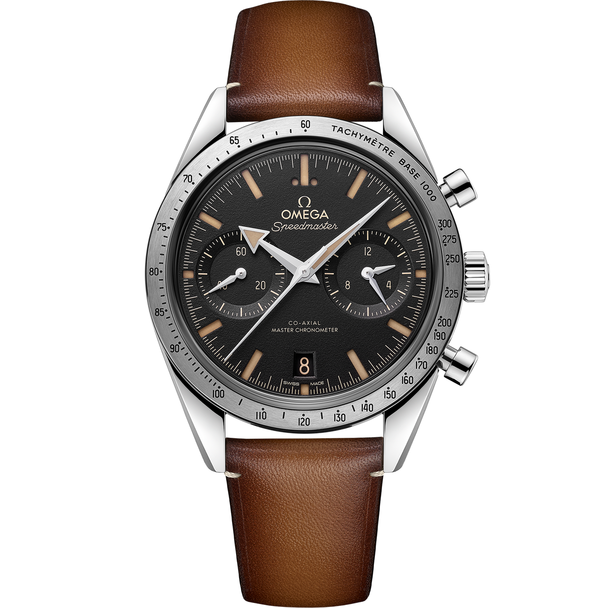 OMEGA Speedmaster '57 332.12.41.51.01.001, 40.5 mm steel with black dial – front view