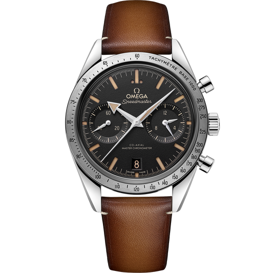 OMEGA Speedmaster '57 332.12.41.51.01.001, 40.5 mm steel with black dial – front view